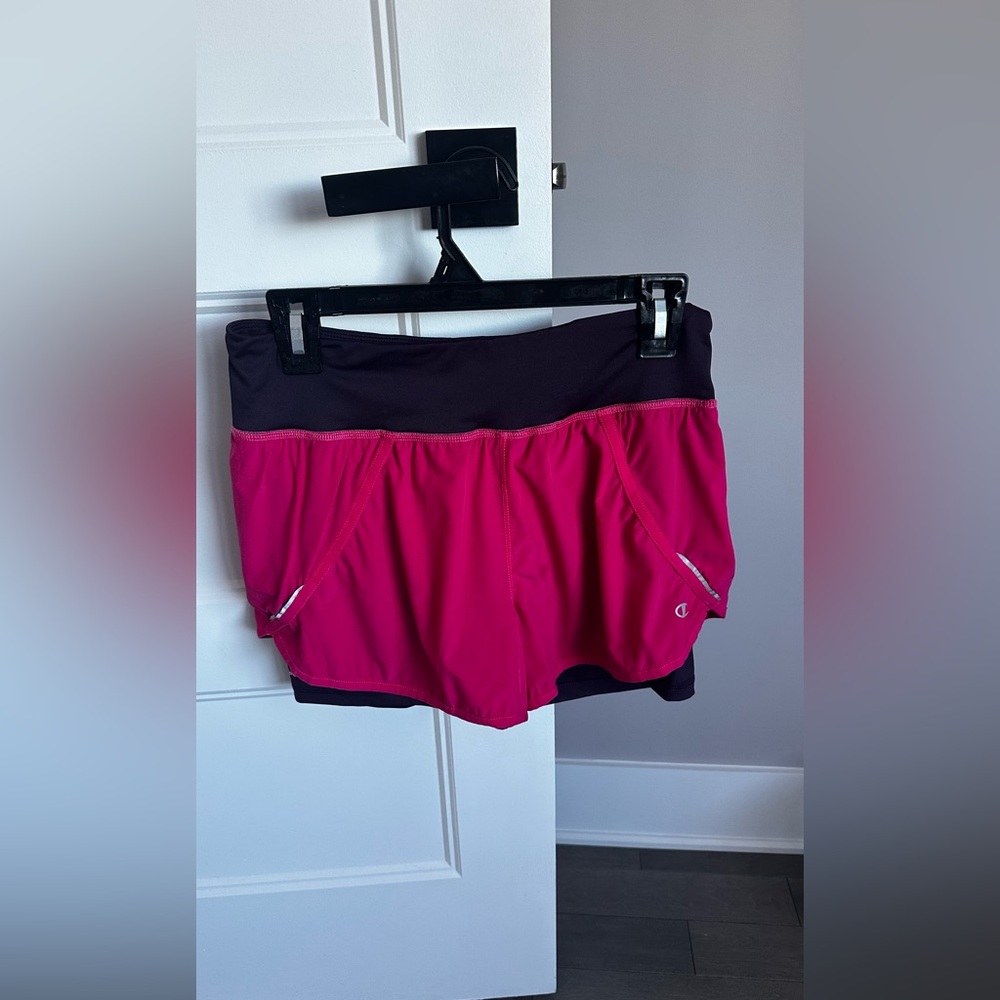 Champion Women's Magenta and Black Athletic Shorts